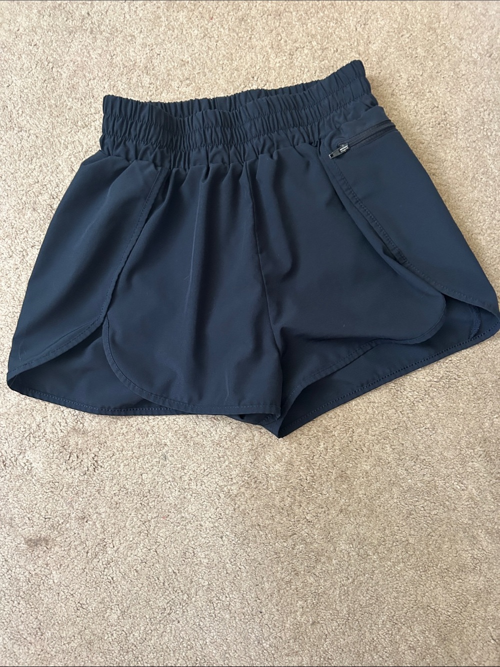 J. Crew Navy Elastic-Waist Athletic Shorts with Zip Pocket
